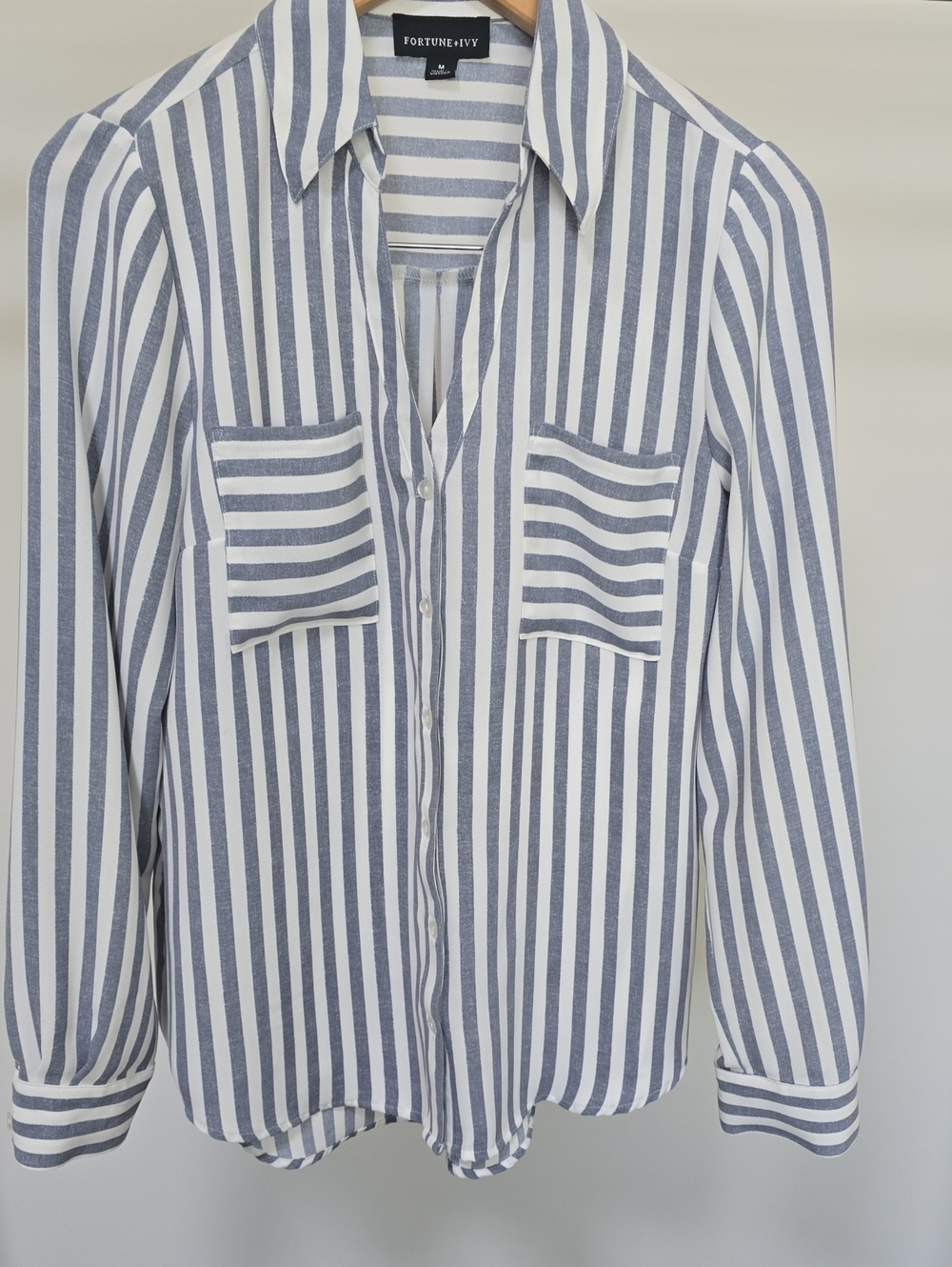 Fortune + Ivy Blue and White Striped Button-Down Shirt